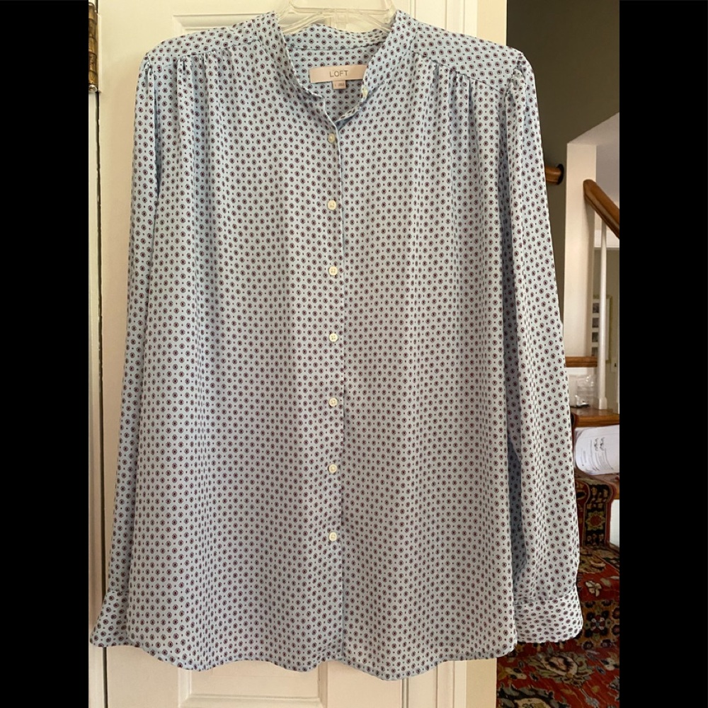 Ann Taylor Loft light blue, long sleeve, tunic.